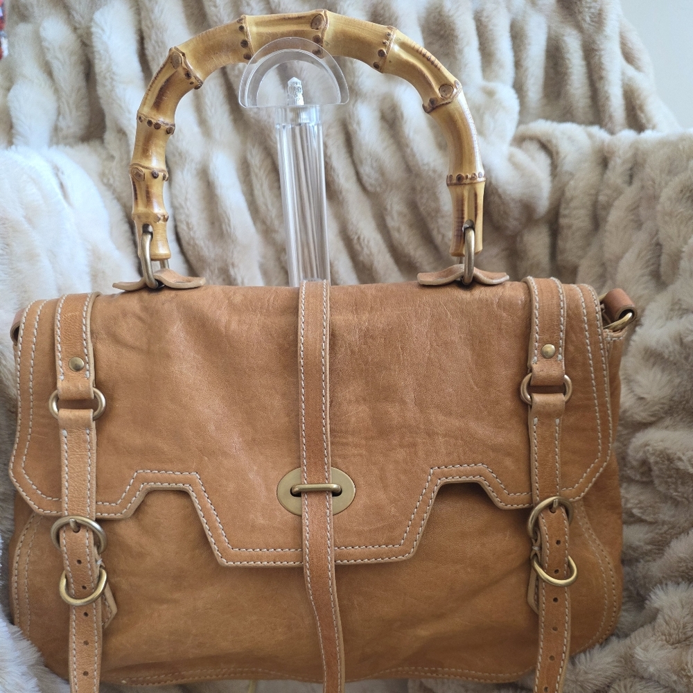 ✨ RARE Miu Miu Leather Bamboo Handle Satchel – Made in Italy ✨